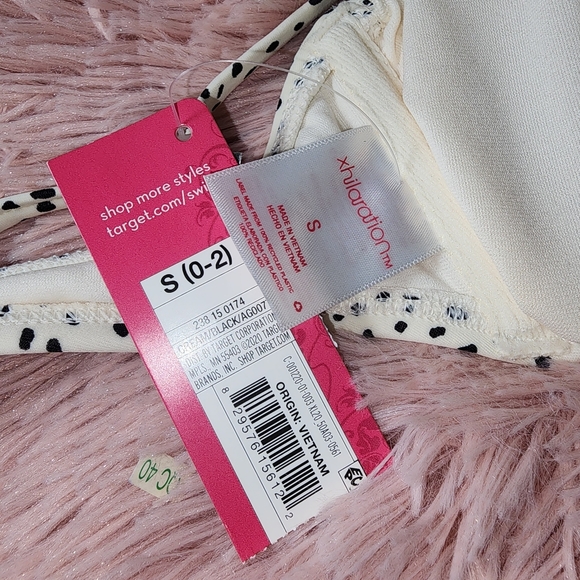 Small Spotted Smocked Xhilaration Bandeau Bikini Top - Picture 5 of 5